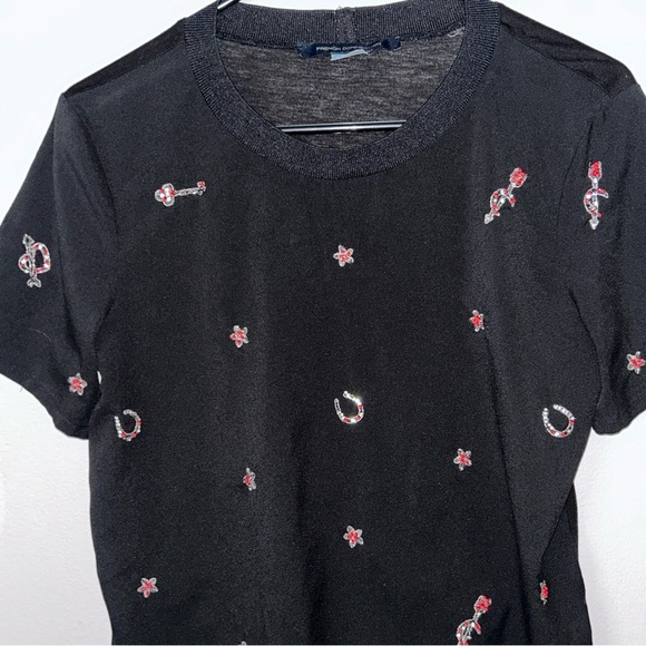 French Connection Black Graphic Short Sleeve T-Shirt - Picture 2 of 5